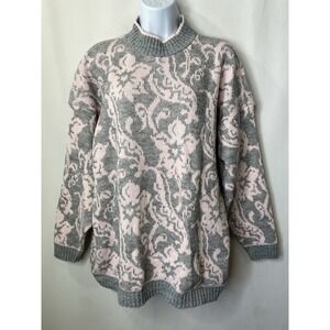Vintage Classic Essentials Sweater‎ Size Large Floral Valentines Day 80s Ladies